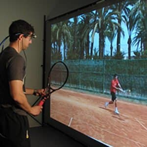 Athlete using neurotechnology in a sports context.